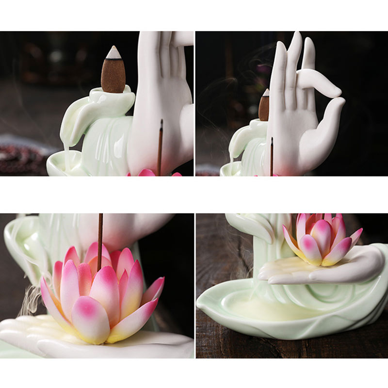 Mythstone Tibetan Lotus Blessing Incense Burner Decoration