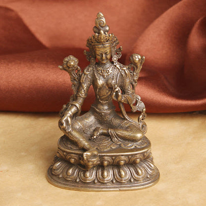 Mythstone Bodhisattva Green Tara Calm Hope Copper Statue Decoration