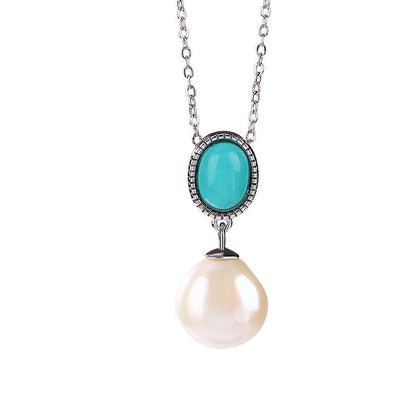 Mythstone 925 Sterling Silver Pearl Turquoise Healing Wisdom Necklace Pendant Ring Earrings