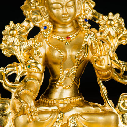 Mythstone Bodhisattva White Tara Hope Protection Gold Plated Statue Decoration