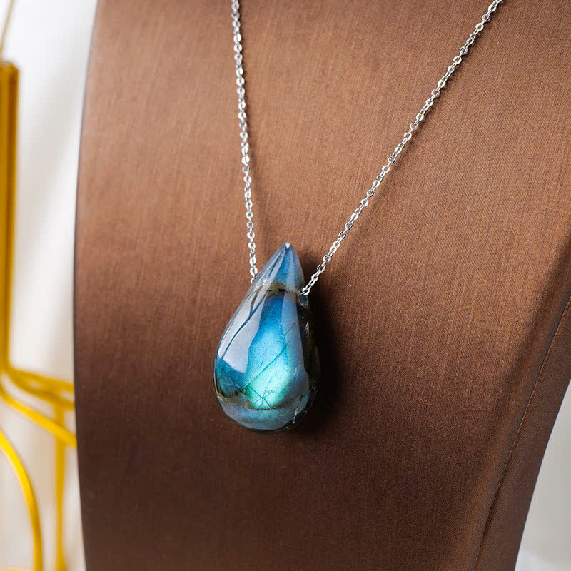 Mythstone Labradorite Water Drop Support Healing Necklace Pendant