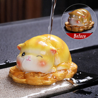 Mythstone Color Changing Cute Mini Cat Resin Tea Pet Wealth Home Figurine Decoration