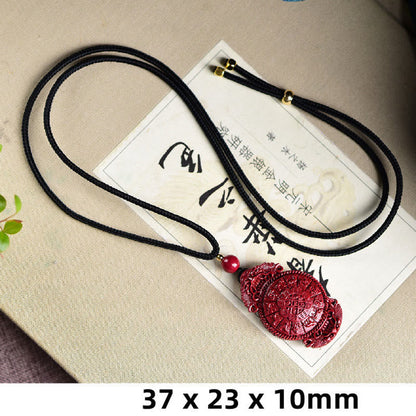 Mythstone Laughing Buddha Yin Yang Chinese Zodiac Gourd Natural Cinnabar Blessing Necklace Pendant