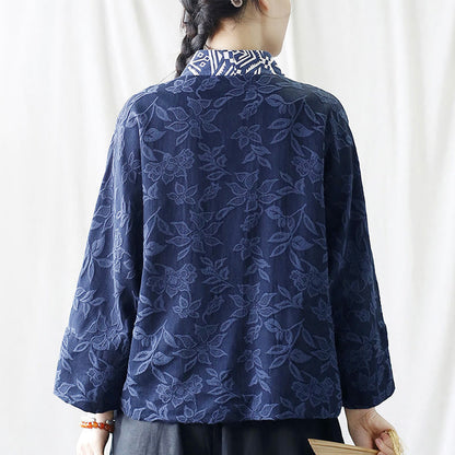 Mythstone Flower Jacquard V-Neck Long Sleeve Jacket