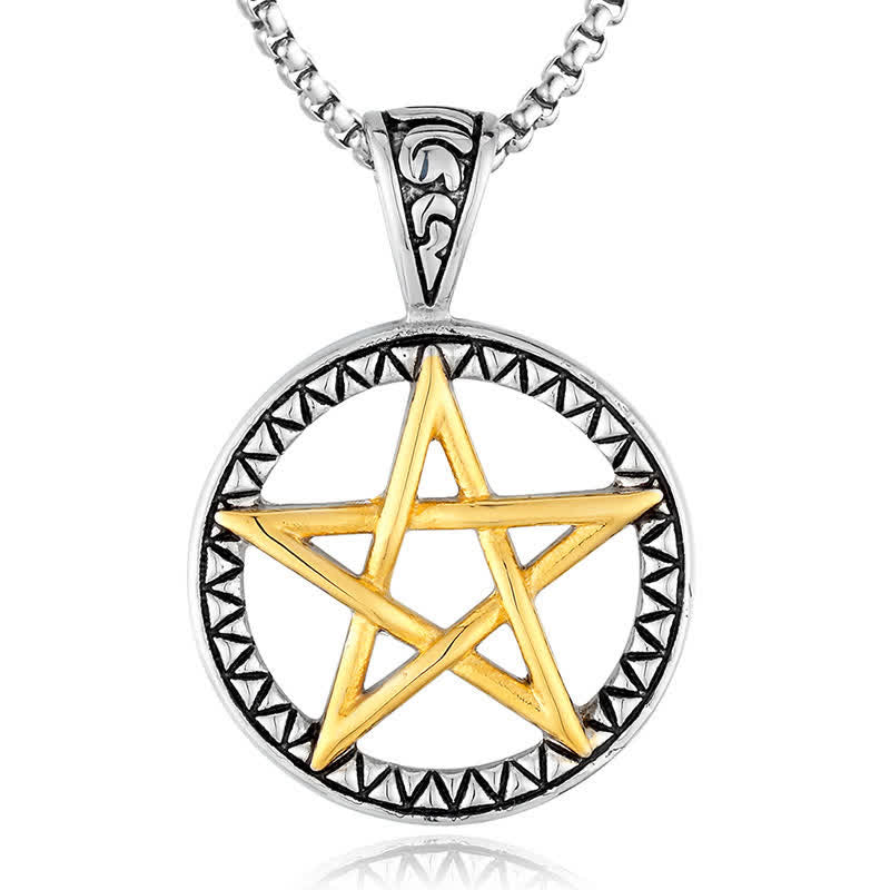 Mythstone Pentagram Titanium Steel Balance Necklace Pendant