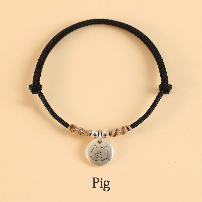 Pulsera trenzada con el signo de la suerte del año del dragón chino hecha a mano en plata de ley 999 de Mythstone 