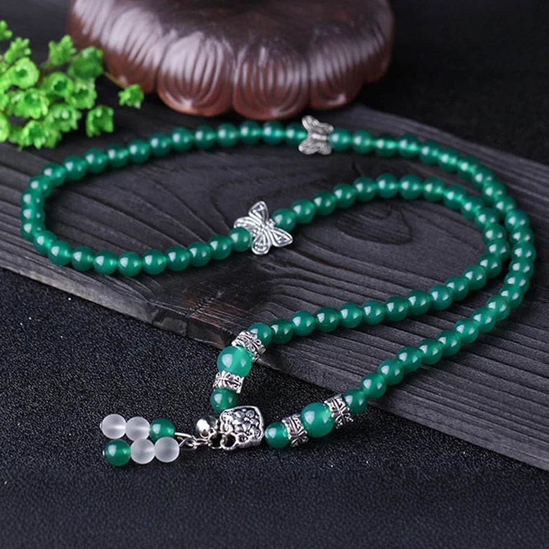 MythStone Natural Green Agate Butterfly Support Bracelet