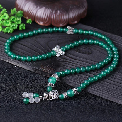 Pulsera de soporte con forma de mariposa de ágata verde natural Mythstone 