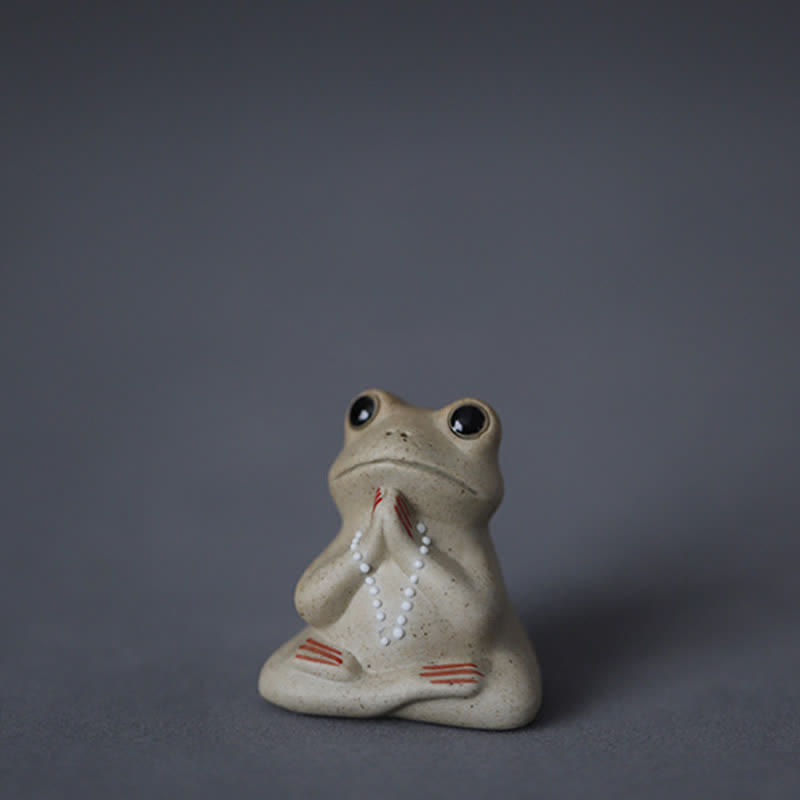 Mythstone Meditating Ceramic Small Frog Statue Decoration