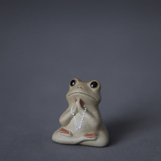 Mythstone Meditating Ceramic Small Frog Statue Decoration