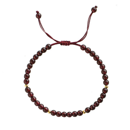 Mythstone Natural Garnet Golden Beads Stability Bracelet