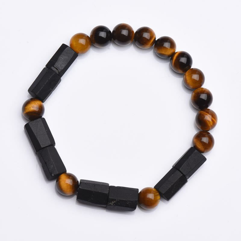 Mythstone Natural Black Tourmaline Tiger Eye Positive Bracelet