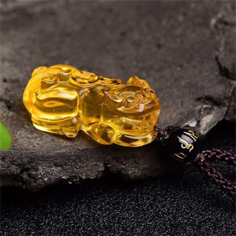 Mythstone FengShui Citrine PiXiu Wealth Necklace Pendant