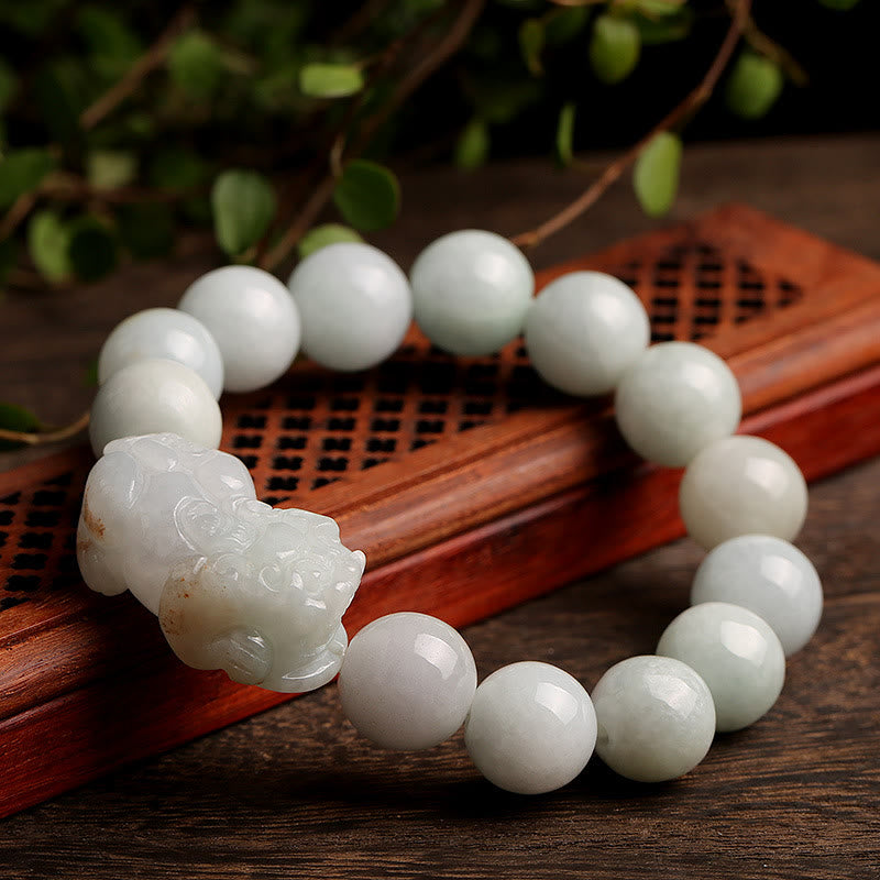 Pulsera de jade PiXiu de la suerte, prosperidad y riqueza con piedra mítica Feng Shui