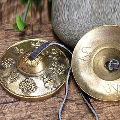 Mythstone Tibetan Tingsha Bell Six True Words Dragon Copper Balance Decoration With Bag