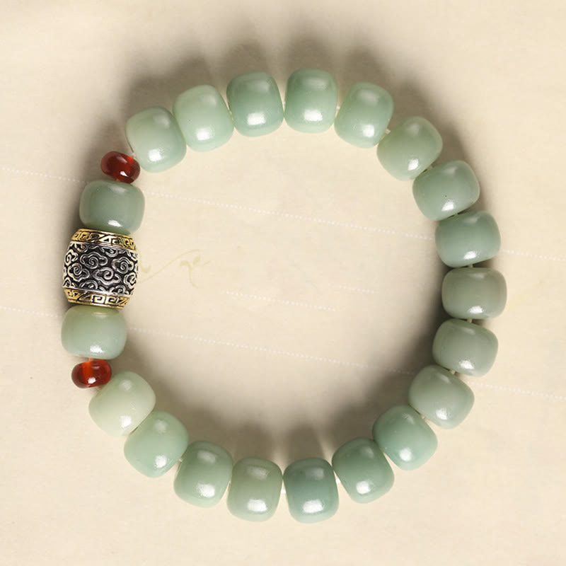 Pulsera de la paz con cuentas de la semilla de Bodhi de piedra mítica y nube auspiciosa con carácter Fu