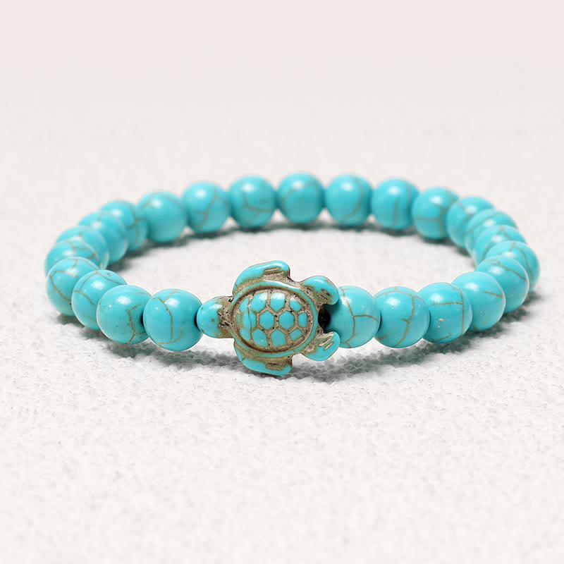 MythStone Natural Stone Sea Turtle Turquoise Blessing Bracelet