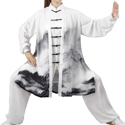 Conjunto de ropa unisex para práctica de 3 piezas de pintura de tinta, meditación, oración espiritual, tai chi, qigong