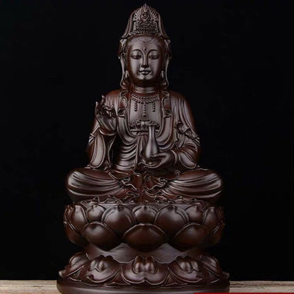 Mythstone Avalokitesvara Ebony Lotus Harmony Blessing Home Decoration