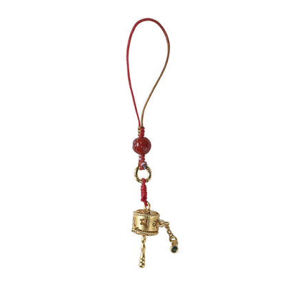 Mythstone Tibetan Om Mani Padme Hum Prayer Wheel Amulet Charm Protection Phone Hanging Decoration