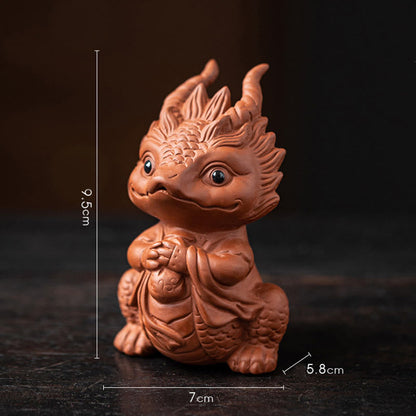 Mythstone Luck Dragon Wealth Tea Pet Purple Clay Figurine Decoration