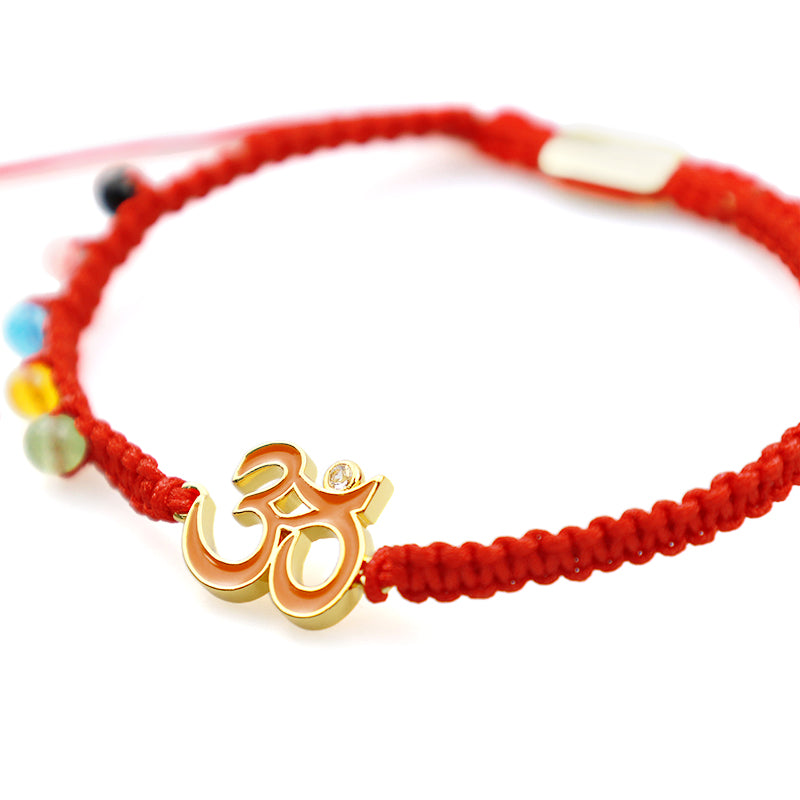 Mythstone Tibetan Handmade OM Mindfulness Red String Bracelet