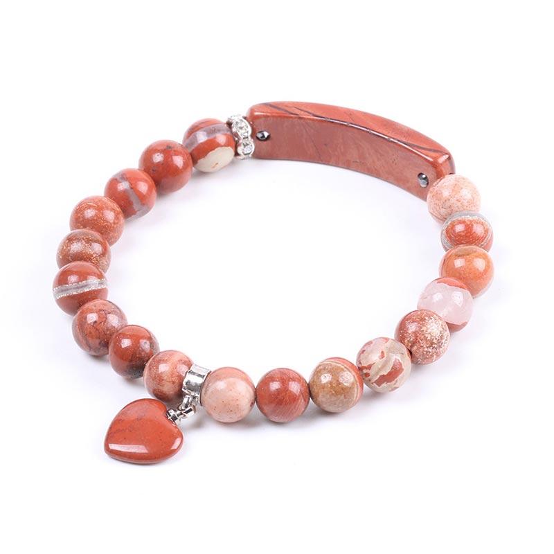 Mythstone Natural Quartz Love Heart Healing Beads Bracelet