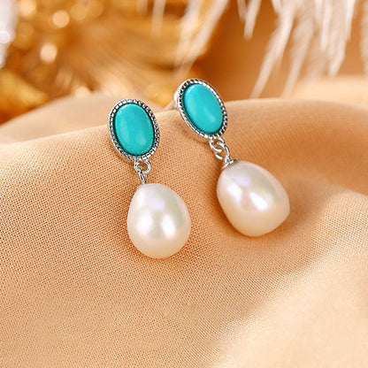 Mythstone 925 Sterling Silver Pearl Turquoise Healing Wisdom Necklace Pendant Ring Earrings