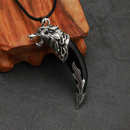 Mythstone Imitation Wolf Tooth Titanium Steel Balance Necklace Pendant