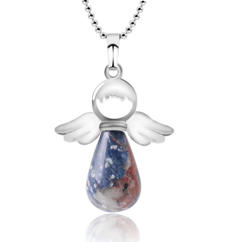 Colgante de cristal natural con alas de ángel de Mythstone para la suerte 