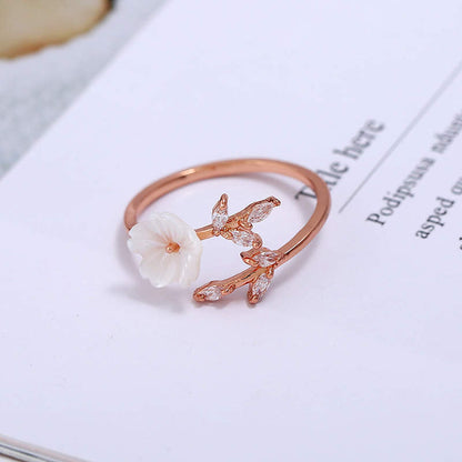 Mythstone Plum Blossom Leaf Pattern Copper Luck Ring