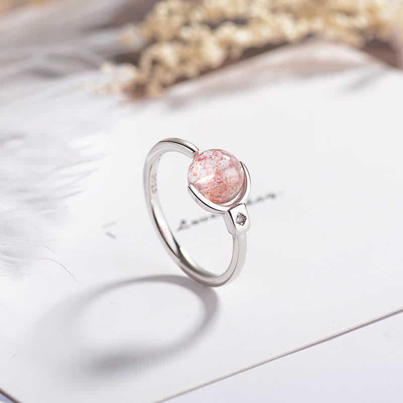 Anillo giratorio relajante de cristal rosa Mythstone 