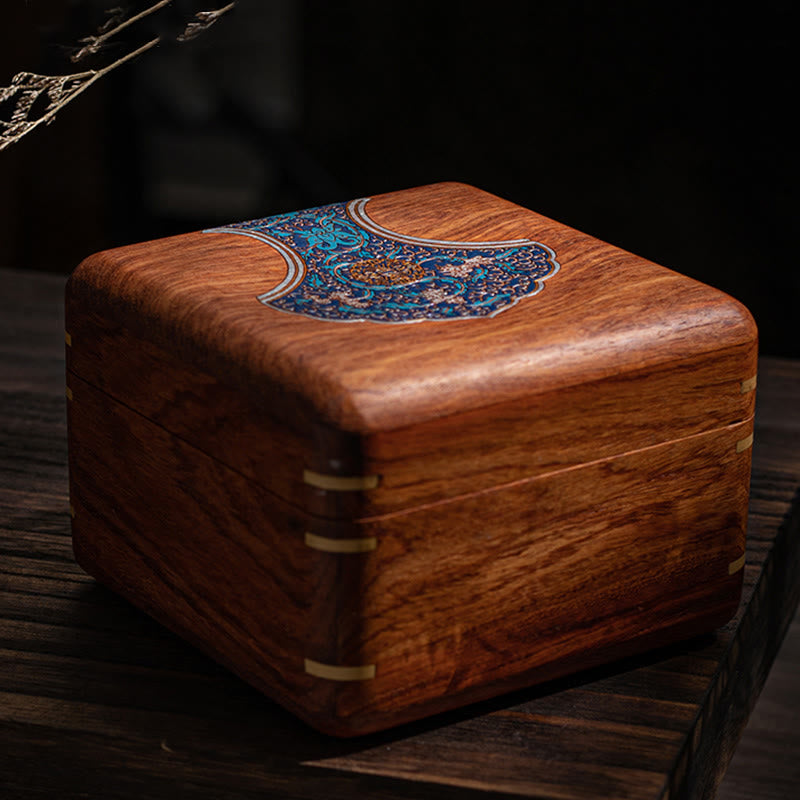 Mythstone Antique Flower Leaf Handmade Rosewood Jewelry Storage Box Wooden Gift Organizer Box