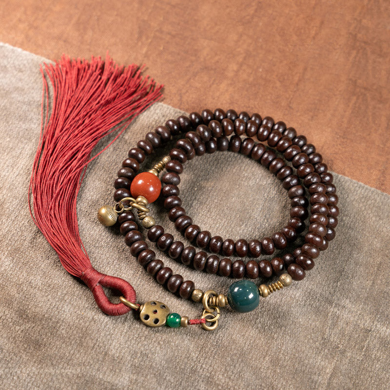 MythStone 108 Mala Beads Natural Tibet Purple Bodhi Seed Auspiciousness Bracelet