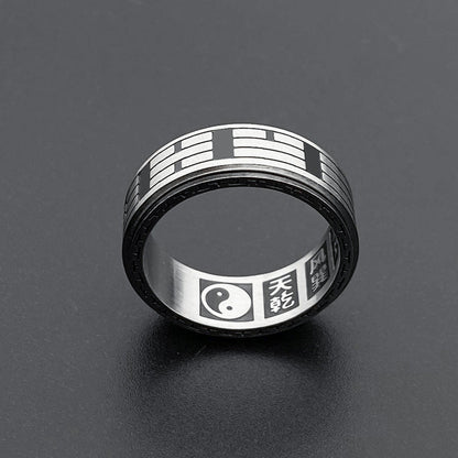 Mythstone Bagua Yin Yang Titanium Steel Balance Rotatable Ring