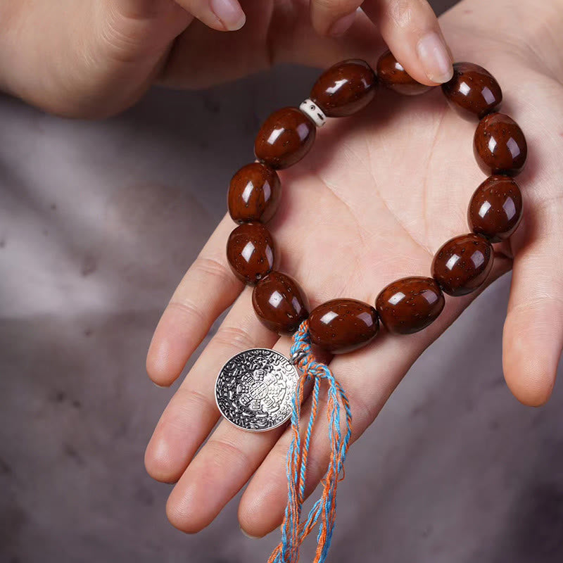 Pulsera de la riqueza con dijes de ocho diagramas y nueve palacios del zodíaco chino con rata de oro púrpura tibetano natural Mythstone