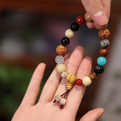 MythStone Bodhi Seed Agate Wisdom Harmony Wrist Mala Bracelet