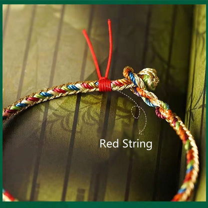 Mythstone 925 Sterling Silver Fu Character Zongzi Pattern Multicolored String Luck Handmade Braided Bracelet