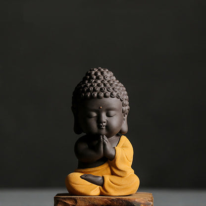 Mythstone Small Buddha Serenity Purple Clay Home Desk Decoration