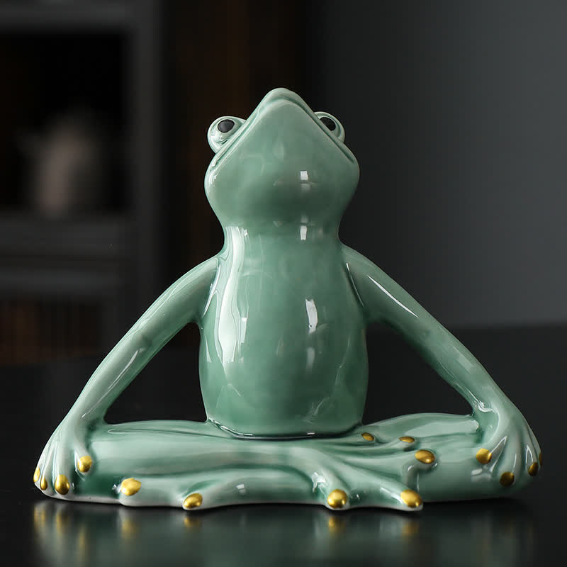 Mythstone Meditating Ceramic Zen Frog Statue Decoration