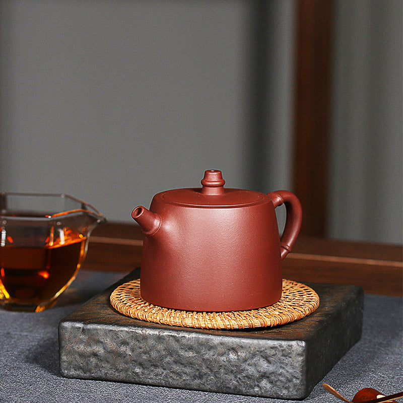 Mythstone Handmade Vintage Bamboo Purple Clay Kung Fu Teapot