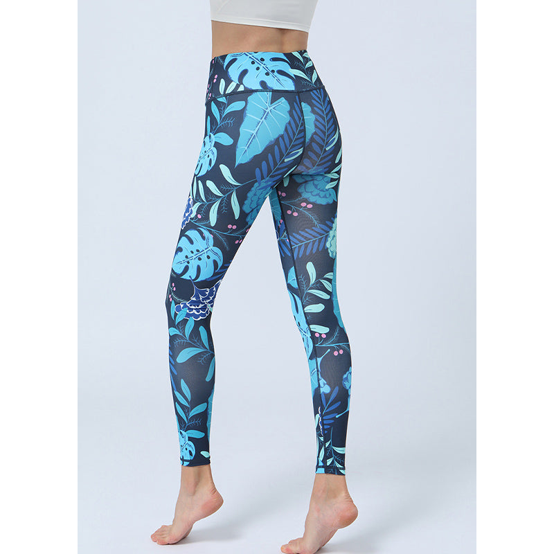 Pantalones con estampado de hojas de Mythstone, mallas deportivas de cintura alta para yoga y fitness, pantalones de yoga para mujer 