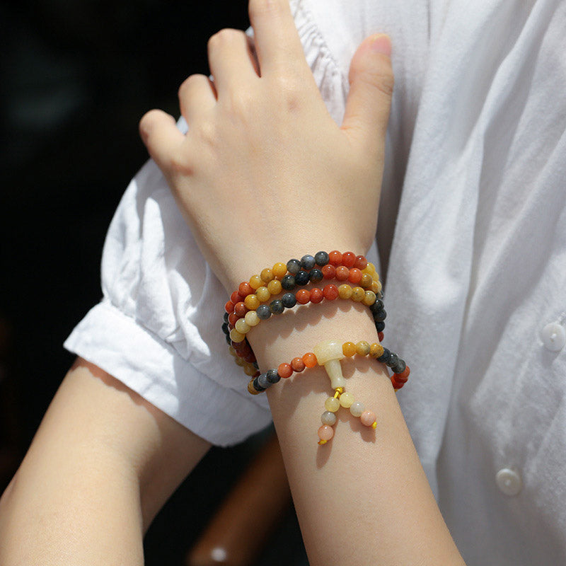 Mythstone 108 Beads Natural Red Agate Mala Protection Bracelet