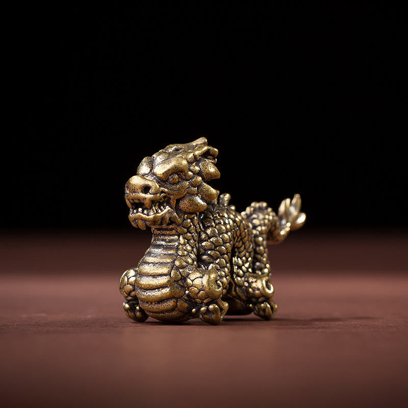 Mythstone Year Of The Dragon Small Auspicious Brass Dragon Luck Success Home Decoration