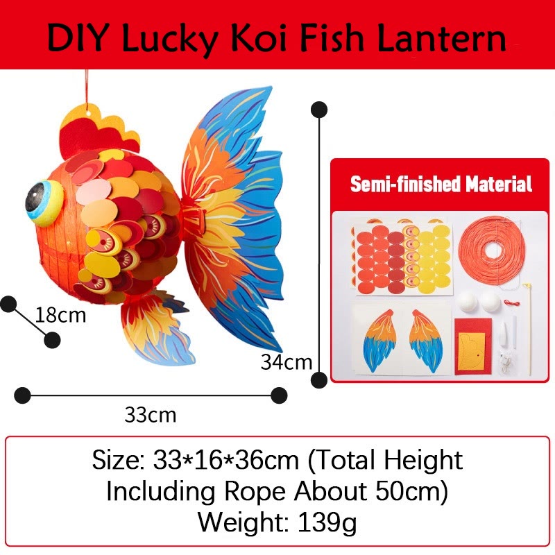 Mythstone DIY Good Luck Koi Fish Paper Lantern Lamp Mid-Autumn Festival Child Kids Lantern Decoration