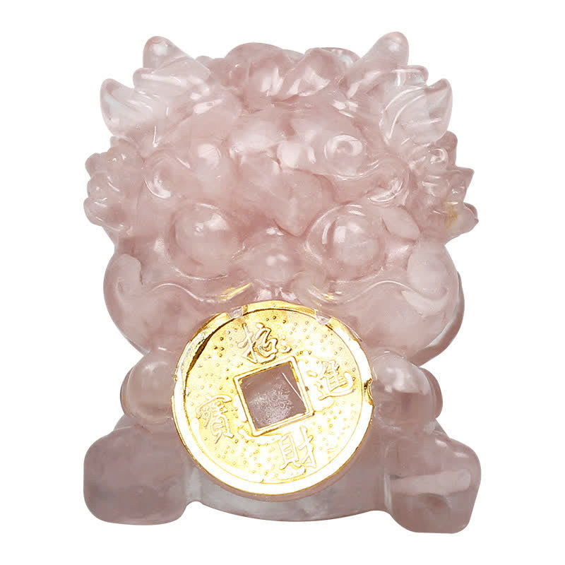 Mythstone Handmade Cute PiXiu Gold Coin Crystal Fengshui Energy Wealth Fortune Home Decoration