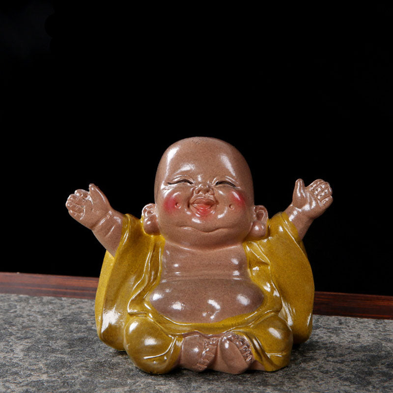 Mythstone Color Changing Laughing Buddha Resin Tea Pet Wealth Home Figurine Decoration