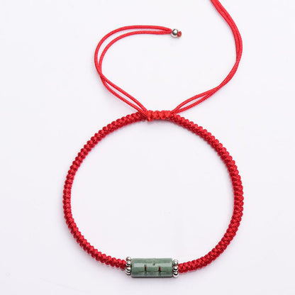 Mythstone Natural Jade Companion Lucky Red String Bracelet