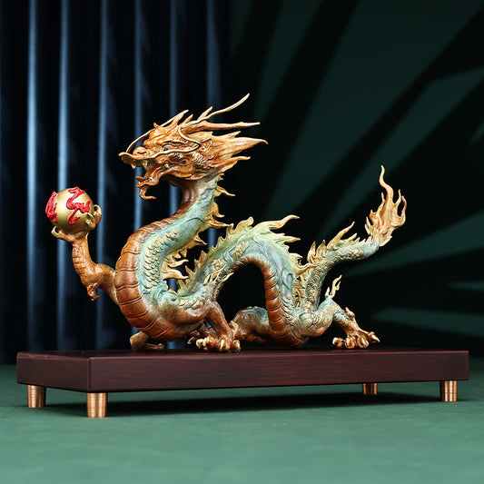 Mythstone Year Of The Dragon Auspicious Dragon Brass Copper Luck Success Office Decoration