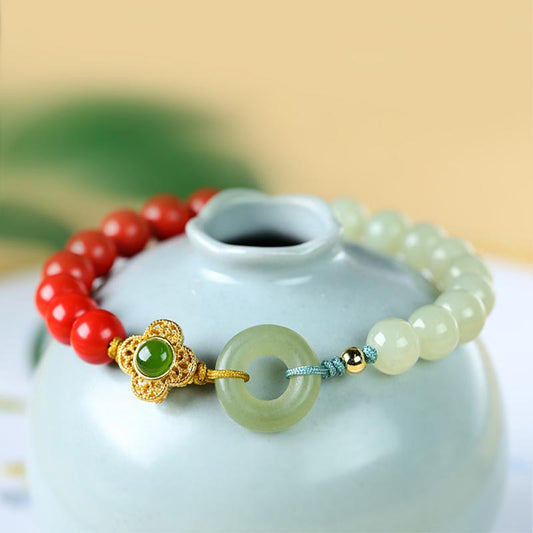 Mythstone Natural Cinnabar Jade Blessing Bracelet